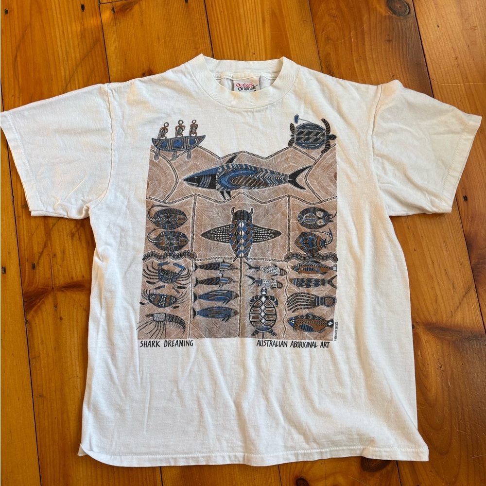 Vintage 90's Shark Dreaming Australia Aboriginal tshirt